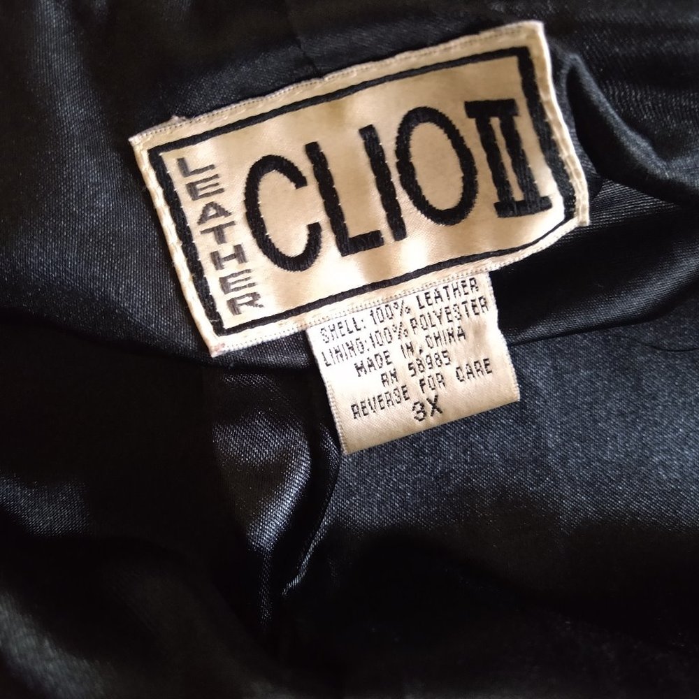 Vintage Black Leather Jacket Clio ll Unisex sz 3X - Picture 4 of 7